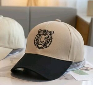 Beige Tiger Embroidered Cap – Bold & Classy Streetwear