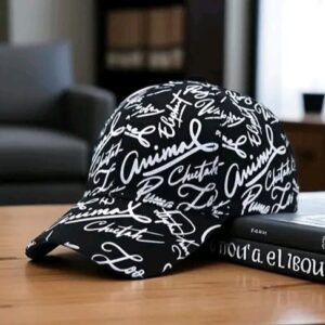 Black Script Print Cap – Urban Signature Style