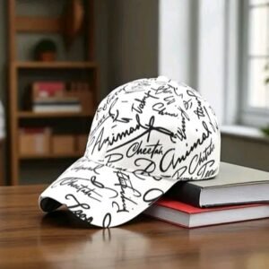 White Script Print Cap – Clean Streetwear Statement