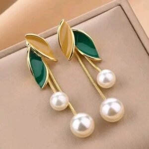 Leaf Pearl Drop Earrings