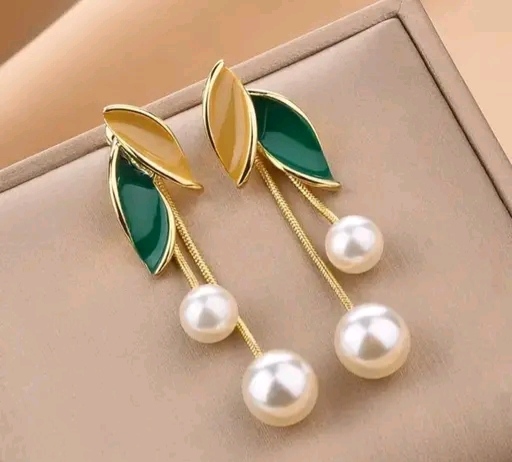 Leaf Pearl Drop Earrings