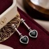 Black Heart Stone Earrings