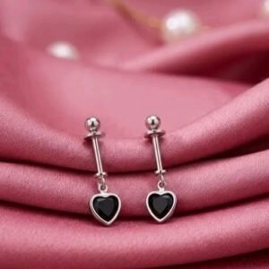 Black Heart Stone Earrings
