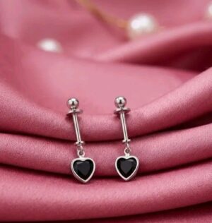 Black Heart Stone Earrings