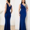 Oplus_16908288 Women's Royal Blue One-Shoulder Party Wear Maxi Gown (XL)